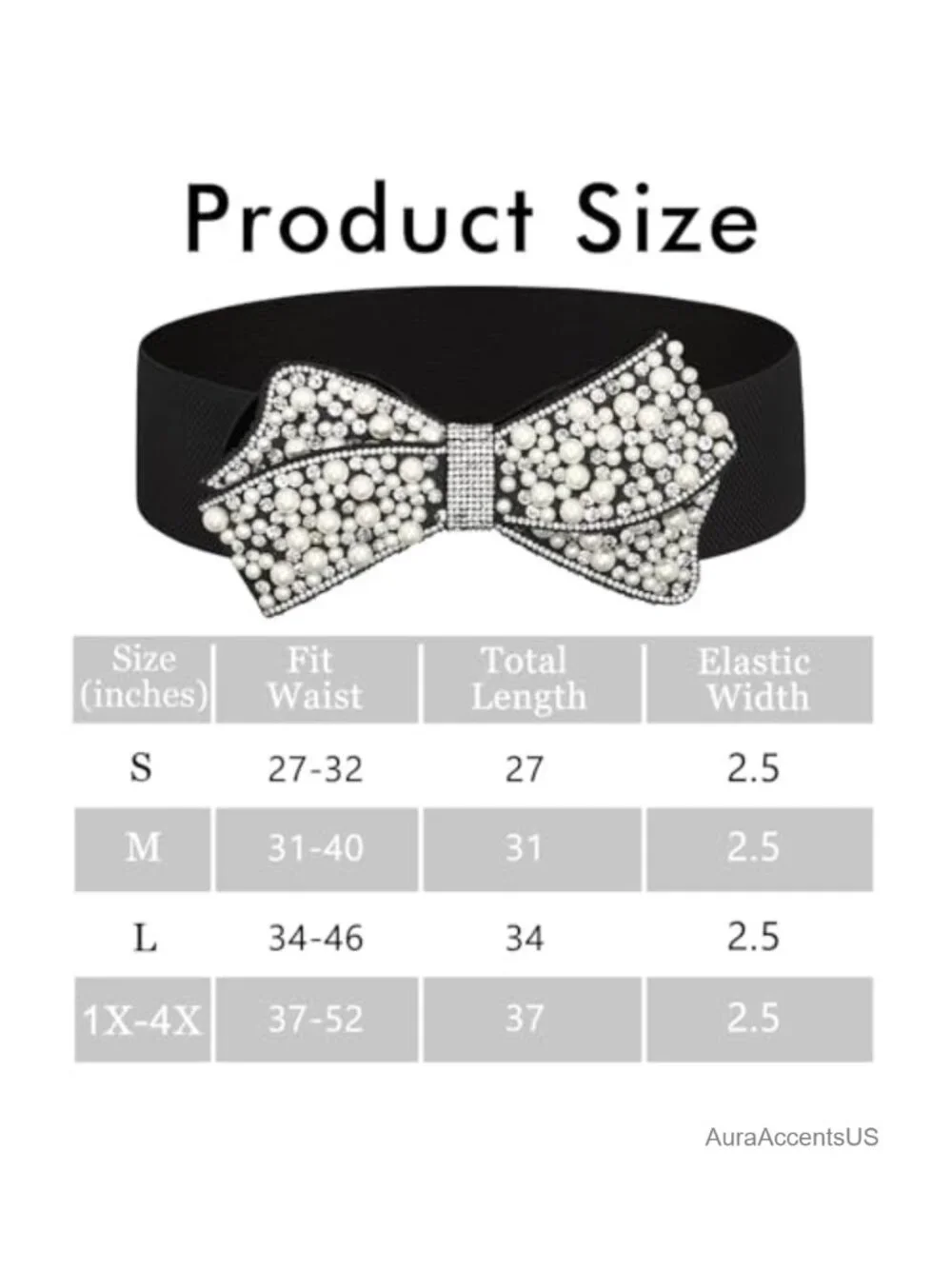 Elastic Pearl Belt Stretch Bow Tie Rhinestone Wide Waist Belt